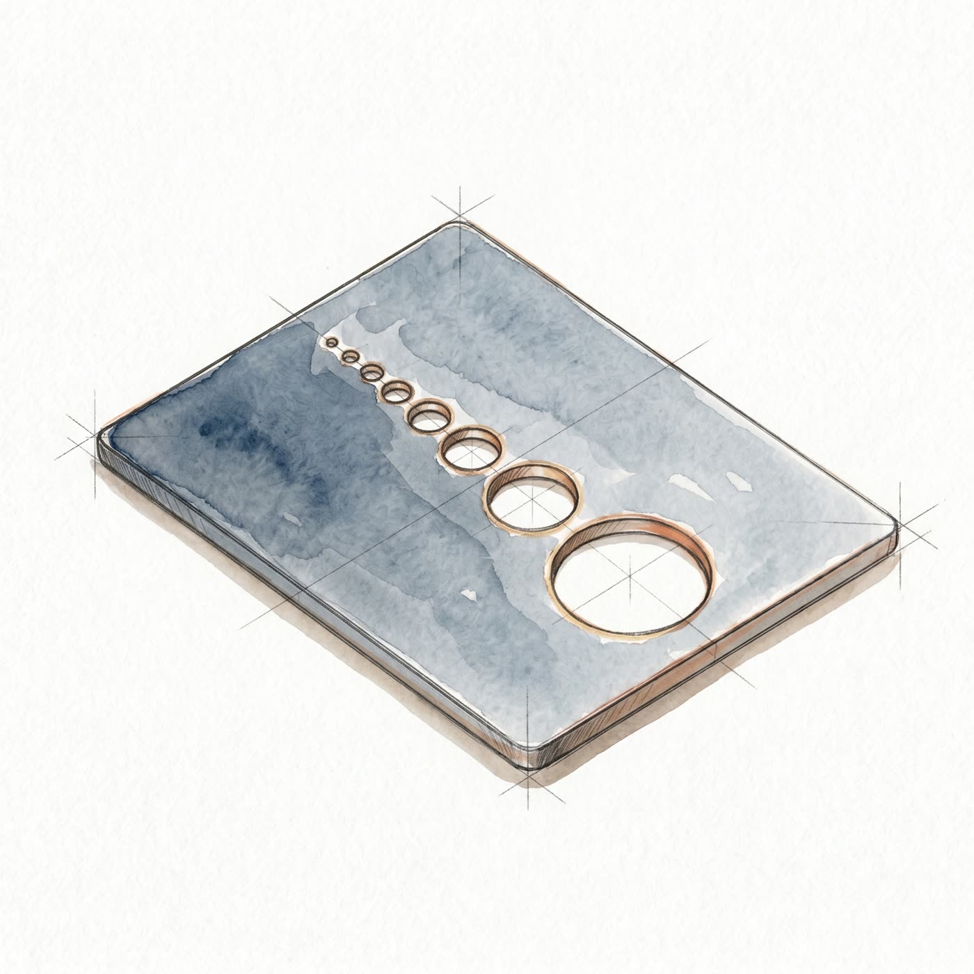 Hole minimum scales with material thickness. Thicker stock means larger minimum hole.